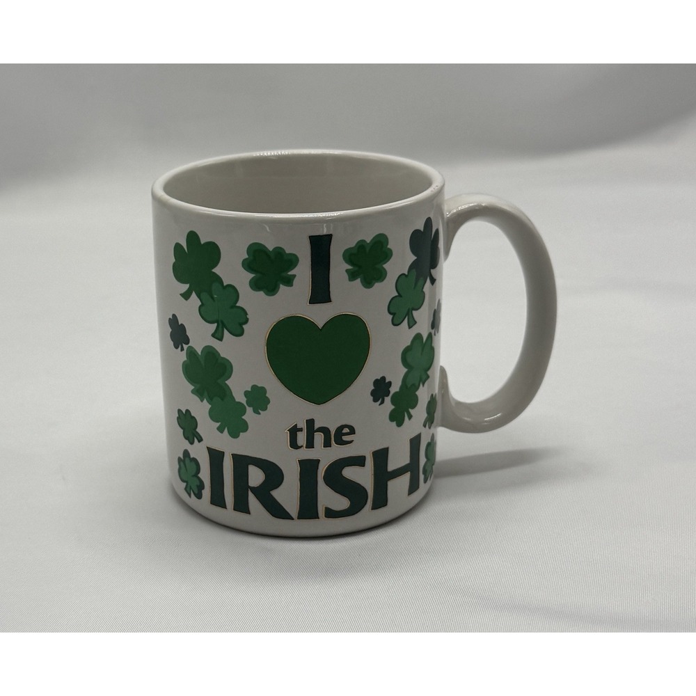 Vintage 1986 Enesco I Love the Irish Mug Shamrock St Patrick's Day Coffee‎ Cup